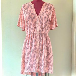 Torrid Feather Print Button Up High Low Tunic